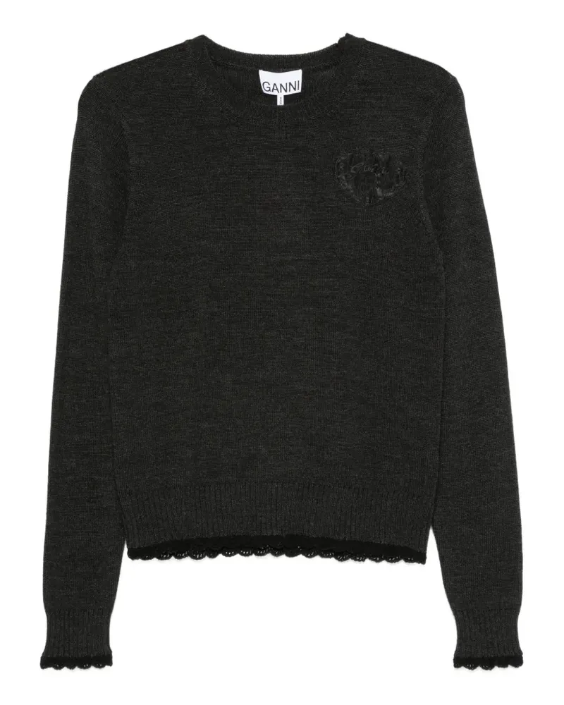 Ganni Pullover mit Logo-Detail - Schwarz Schwarz