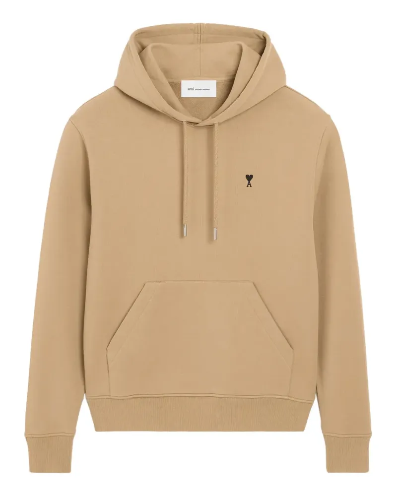 AMI Paris cotton hoodie with Ami de Coeur - Nude Nude