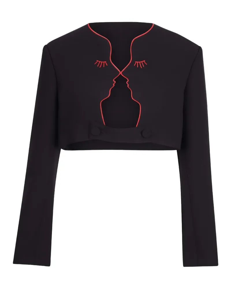 Vivetta Cropped-Jacke mit Gesichtsdetail - Schwarz Schwarz