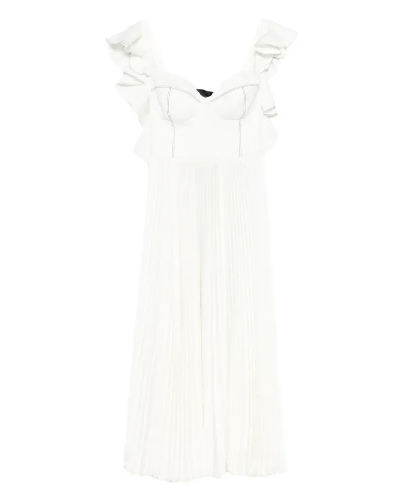 Parlor ruffled pleated midi dress - Weiß Weiß