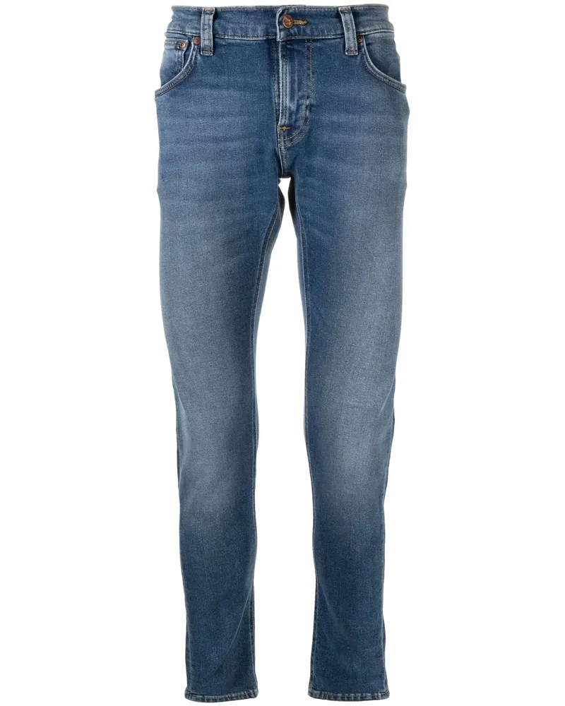 Nudie Jeans Straight-Leg-Jeans mit Logo-Patch - Blau Blau
