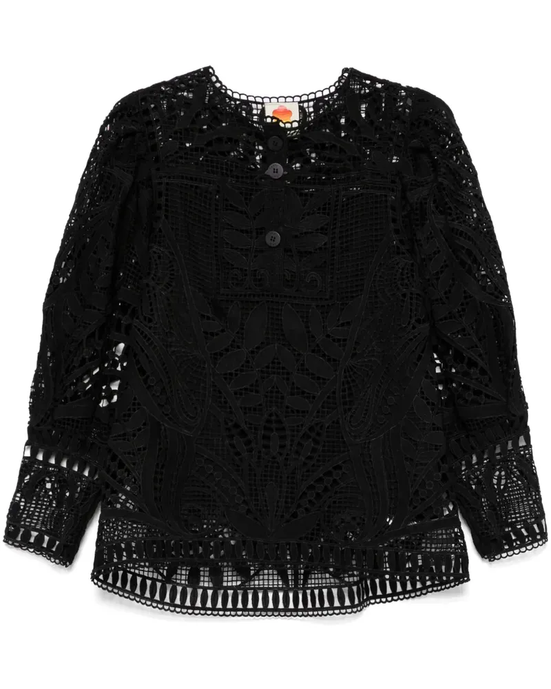 FARM Rio Bluse aus Guipure-Spitze - Schwarz Schwarz