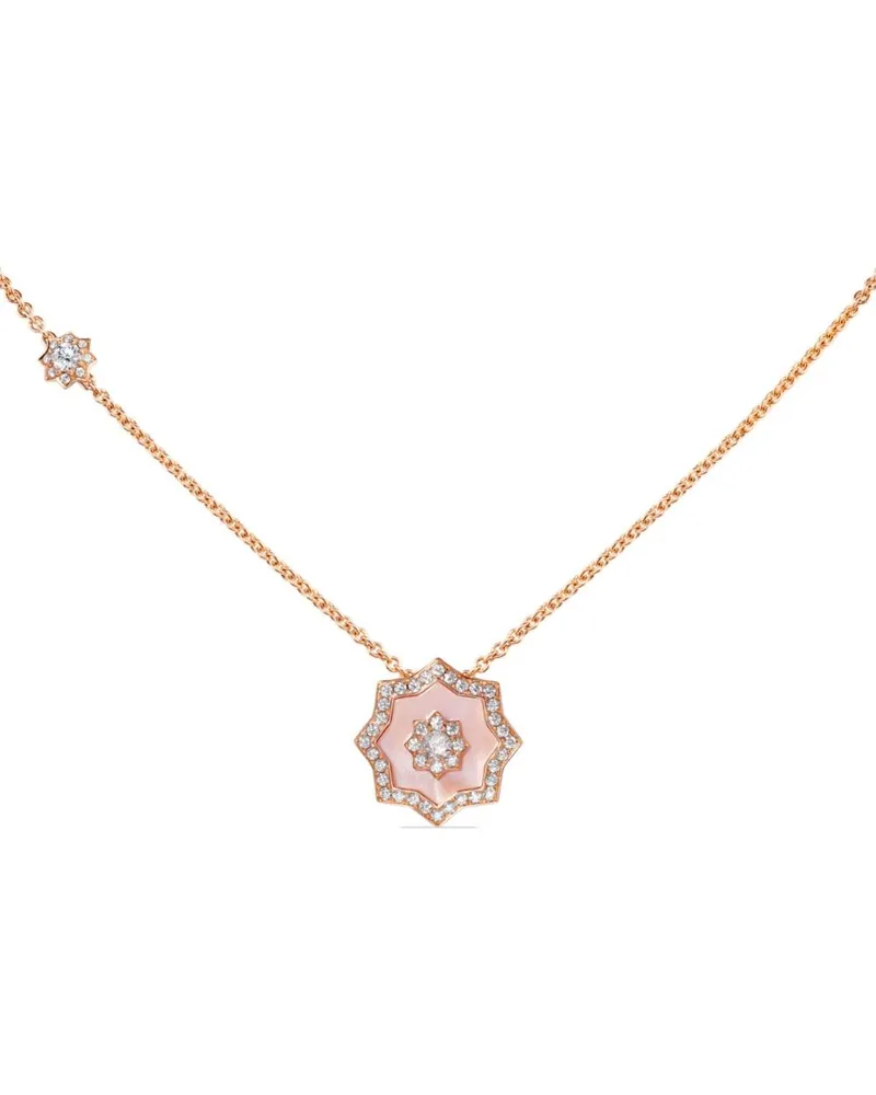 David Morris 18kt Rotgoldhalskette mit Diamanten Rosa