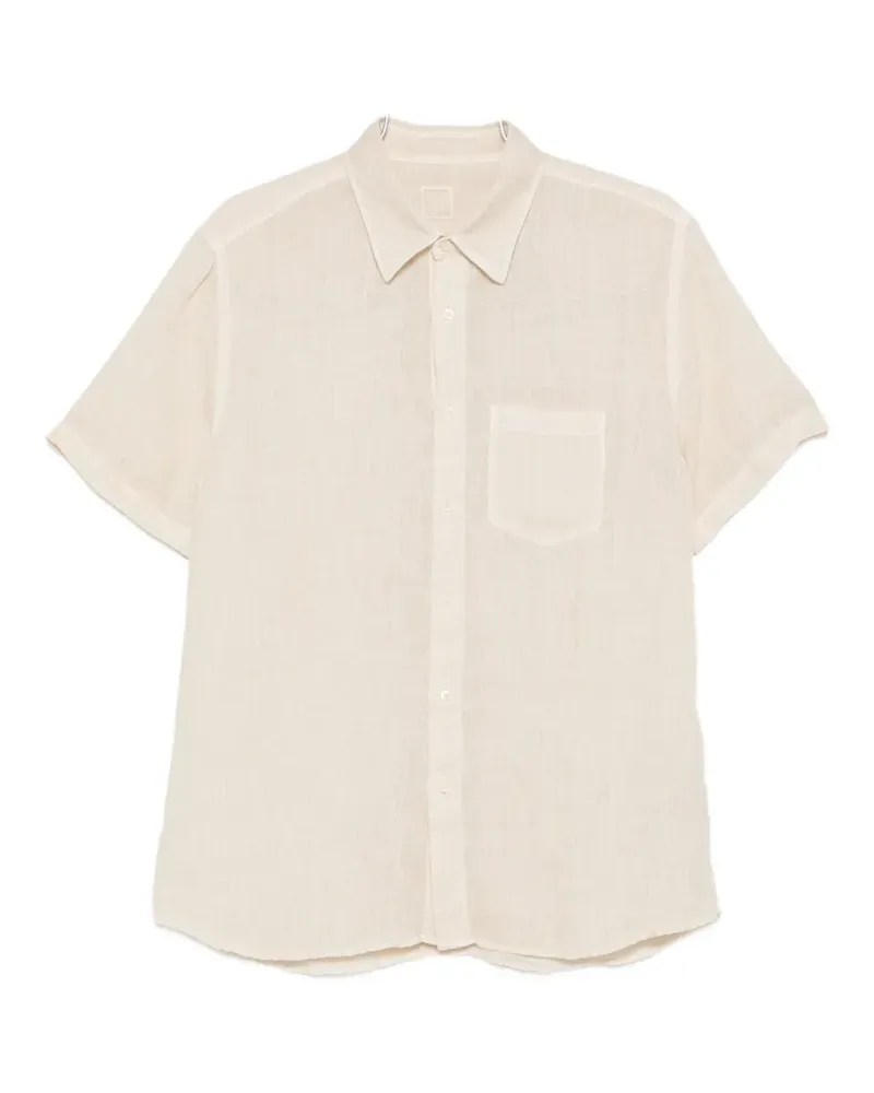 120% Lino short-sleeve chest-pocket shirt - Nude Nude
