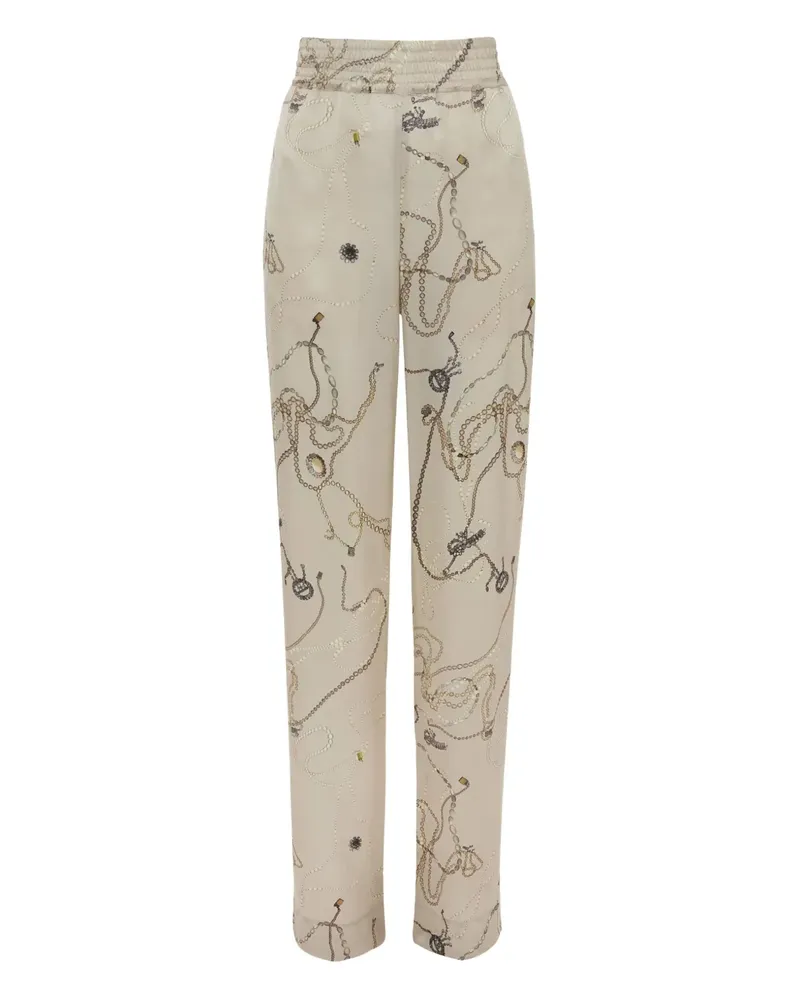 Victoria Beckham Pyjama-Hose aus Seide mit Schmuck-Print - Nude Nude