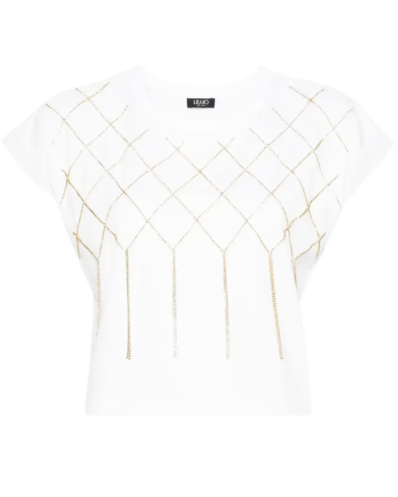 Liu Jo T-Shirt mit Perlendetail - Weiß Weiß
