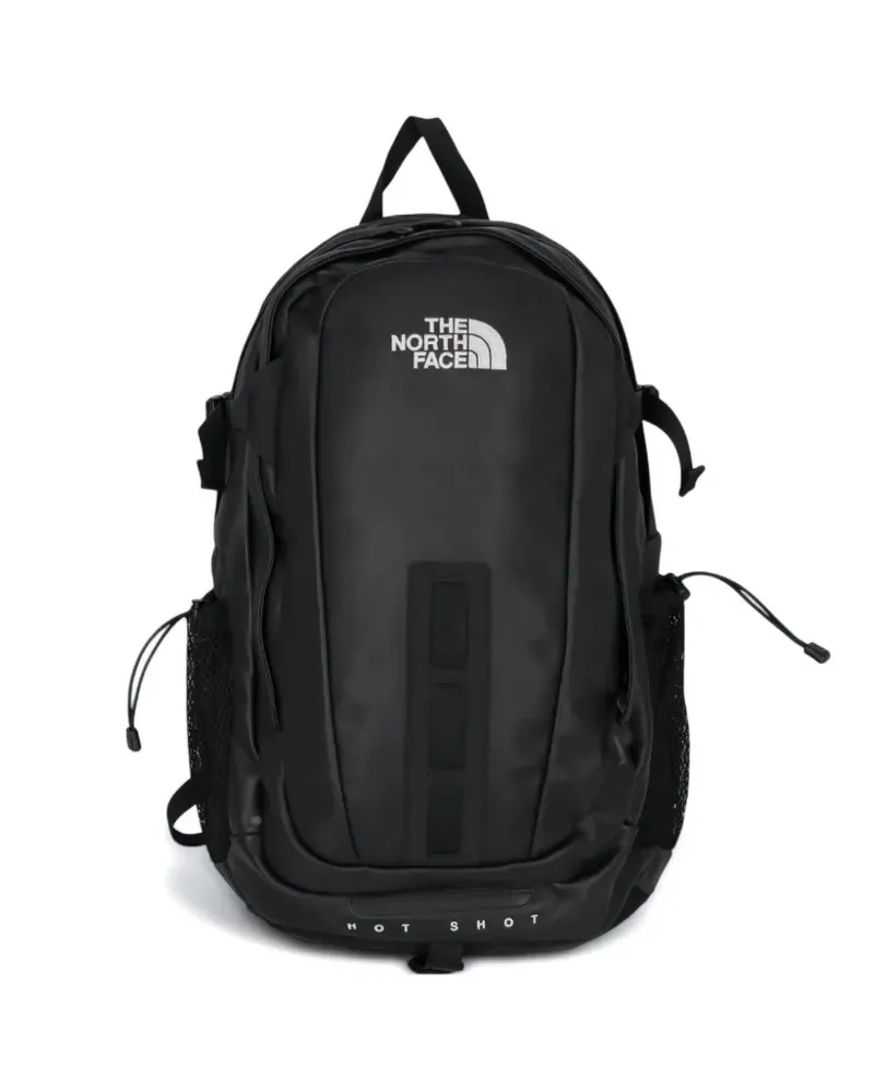 The North Face logo-embroidery leather backpack - Schwarz Schwarz
