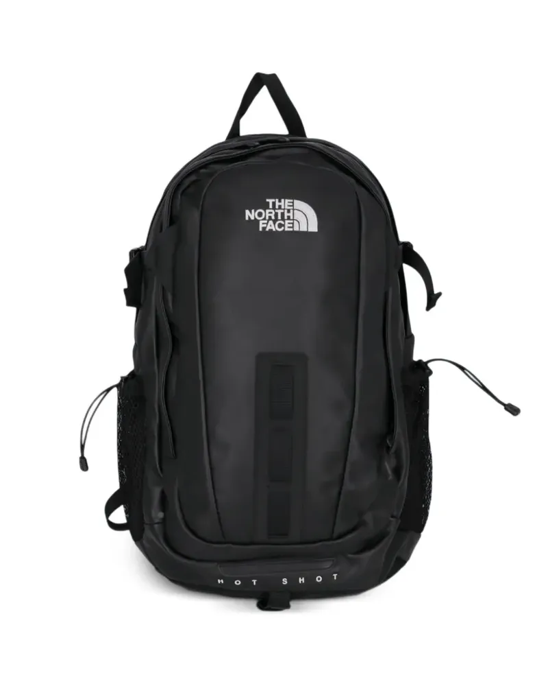The North Face logo-embroidery leather backpack - Schwarz Schwarz