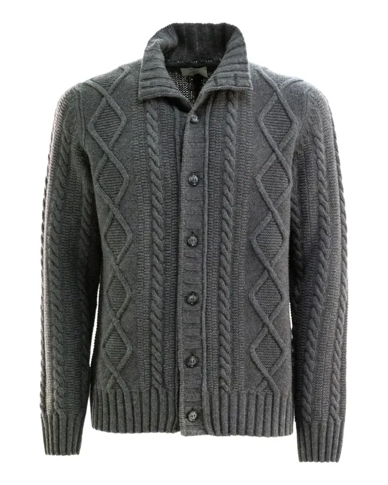 BARBA Cardigan mit Rautenmuster und Zopfmuster - Grau Grau