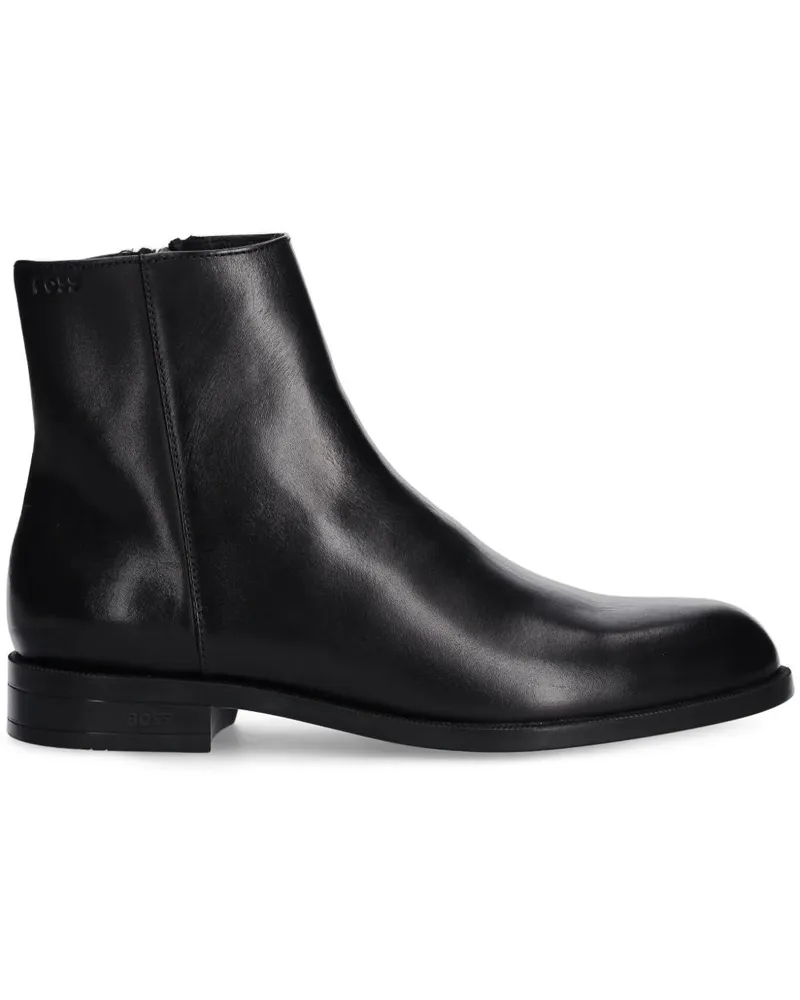 HUGO BOSS Knöchelhohe Lederstiefel - Schwarz Schwarz