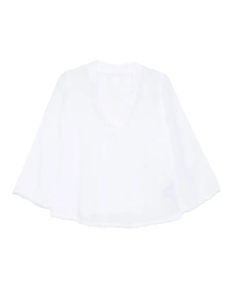 120% Lino V-neck blouse - Weiß Weiß