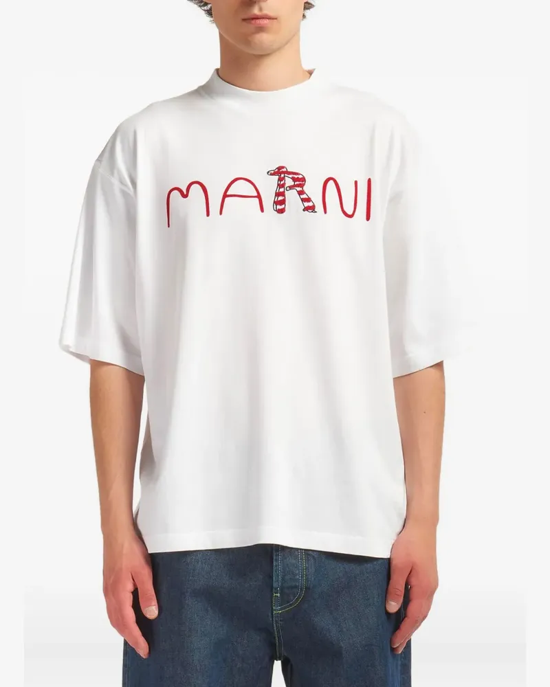 Marni T-Shirt mit Logo-Stickerei - Weiß Weiß