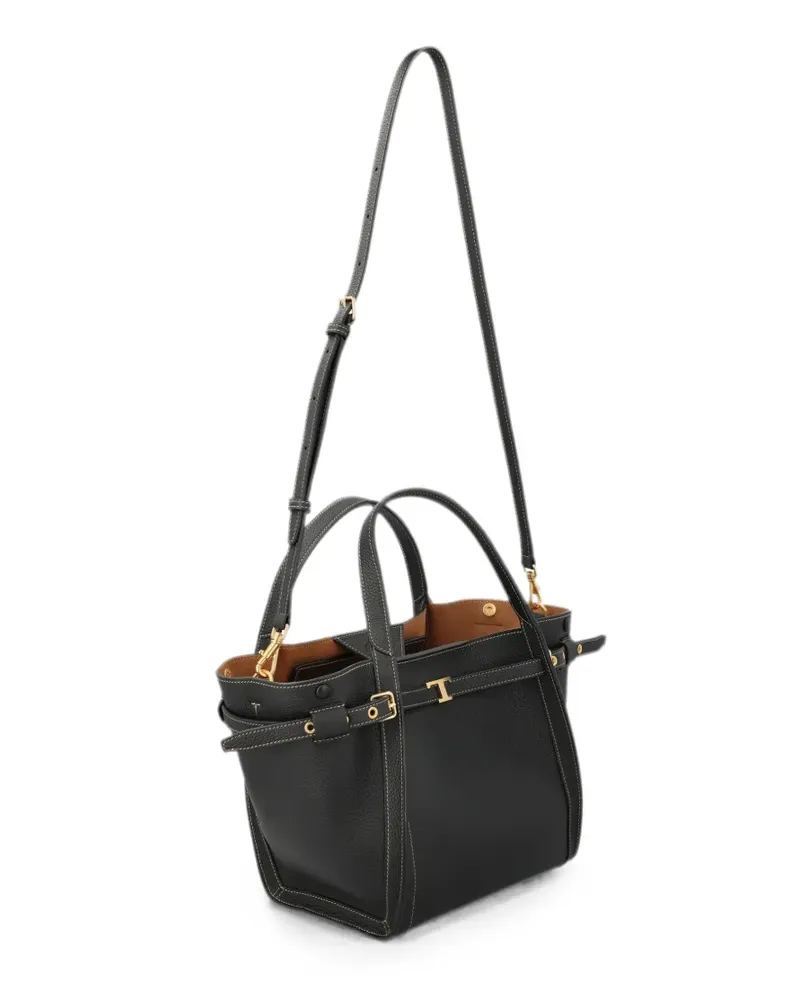 TOD'S mini T Signature leather tote bag - Schwarz Schwarz