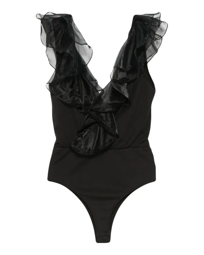 Twin-Set ruffle-trimmed sleeveless top - Schwarz Schwarz