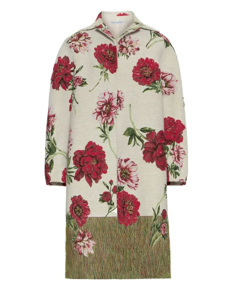 Oscar de la Renta Peony Unraveled Jacquard-Mantel - Nude Nude