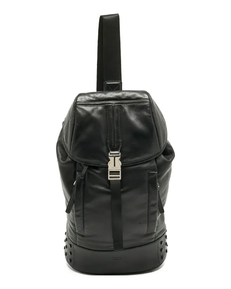 TOD'S leather flap backpack - Schwarz Schwarz
