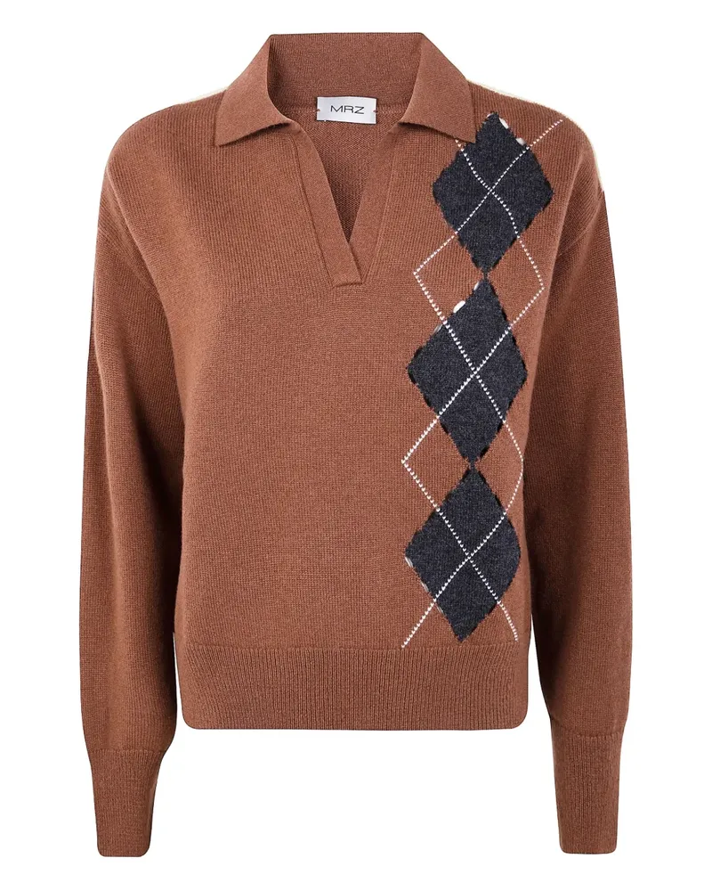 MRZ Pullover mit Polokragen - Braun Braun