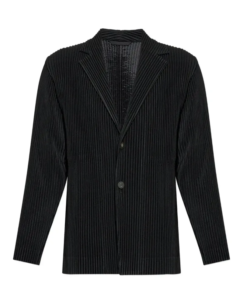 Issey Miyake plissé-effect notched-lapel jacket - Schwarz Schwarz