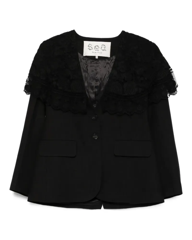 Sea Nadelstreifen-Jacke mit Spitzenbesatz - Schwarz Schwarz