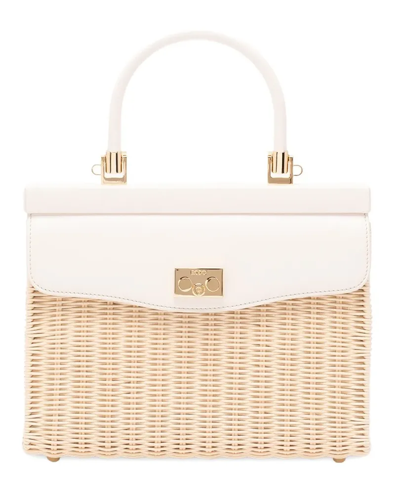 Rodo medium wicker top handle shoulder bag - Nude Nude
