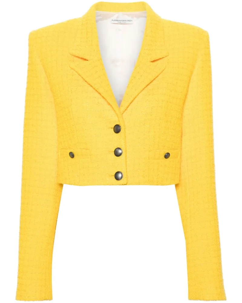 Alessandra Rich Tweed-Blazer im Cropped-Design Gelb