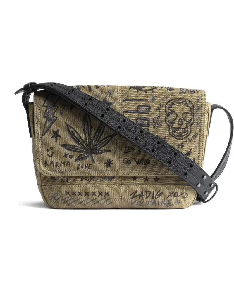 Zadig & Voltaire Canvas-Umhängetasche mit Print - Nude Nude