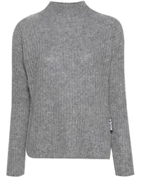 HUGO BOSS Gebürsteter Pullover aus Rippstrick Grau