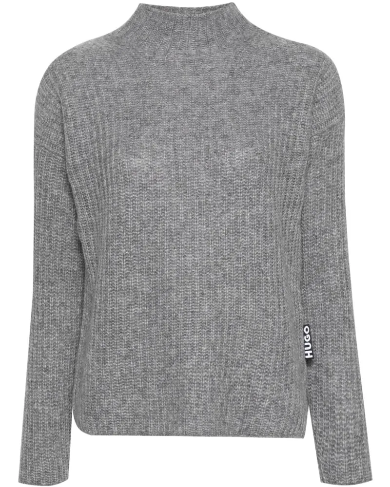 HUGO BOSS Gebürsteter Pullover aus Rippstrick - Grau Grau