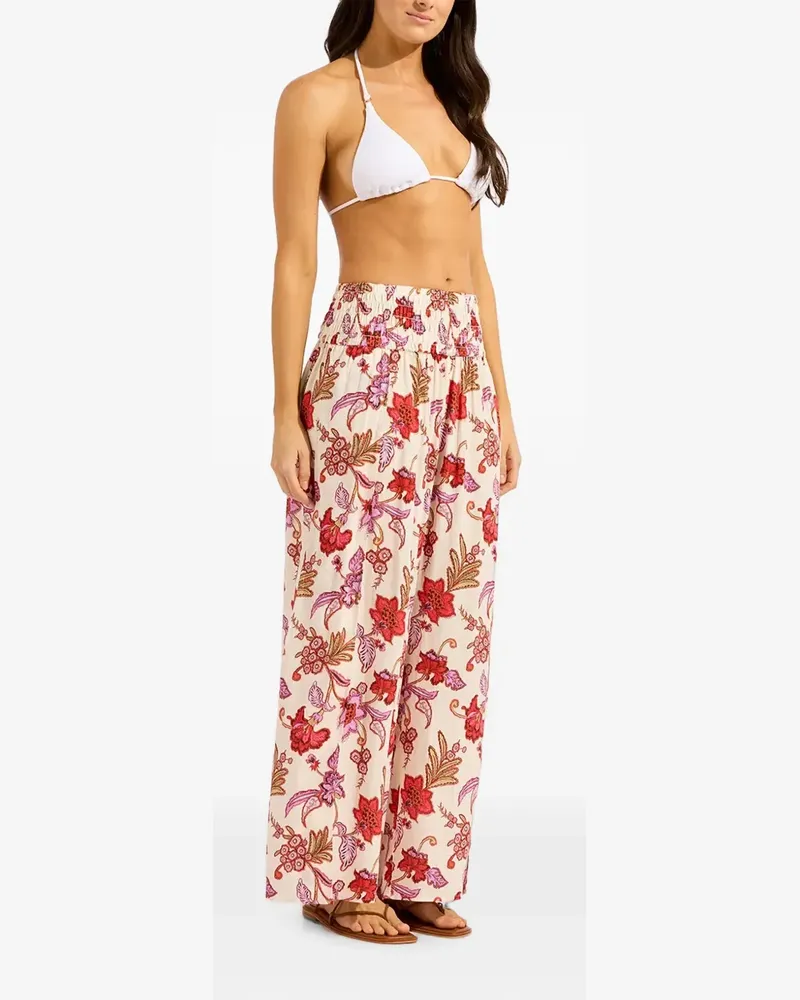 Seafolly Australia Weite Hose mit Blumenprint - Nude Nude