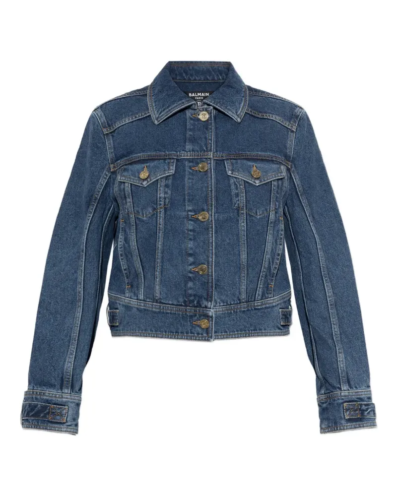 Balmain Jeansjacke mit Logo-Knöpfen - Blau Blau