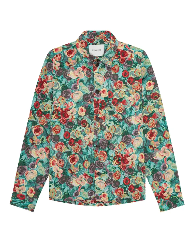 LES DEUX floral-print shirt jacket - Blau Blau