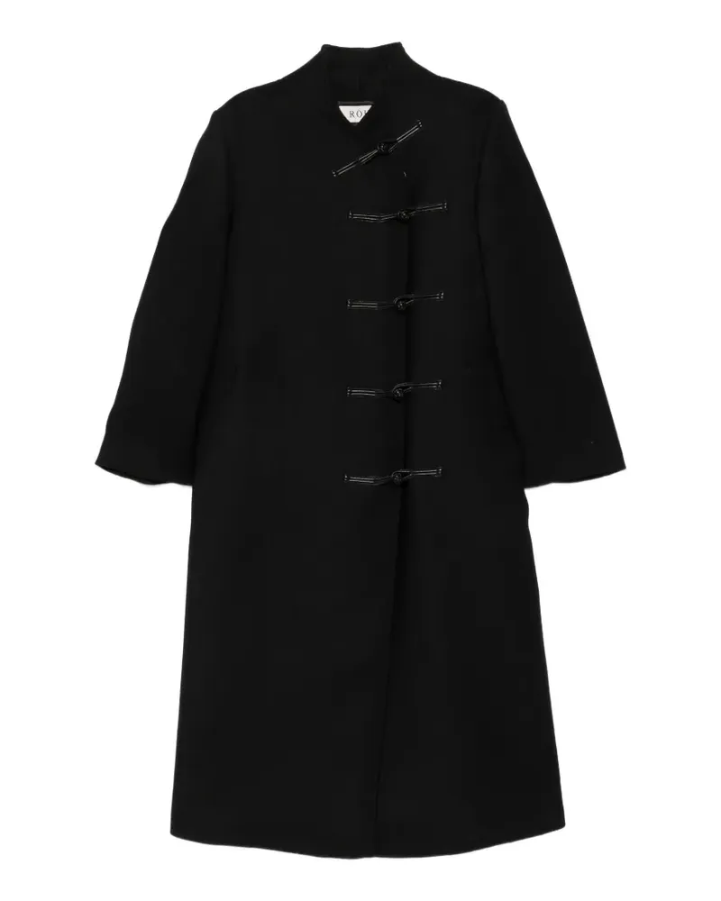 Róhe Mantel mit Pankou-Verschluss - Schwarz Schwarz