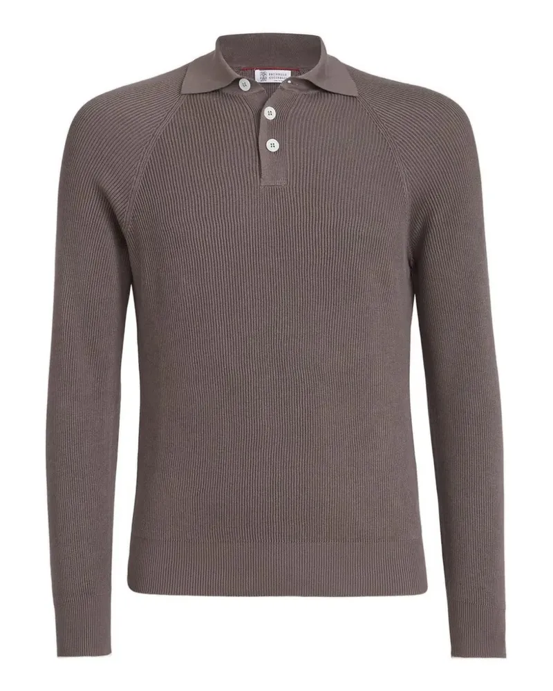 Brunello Cucinelli Poloshirt mit Knopfleiste - Braun Braun