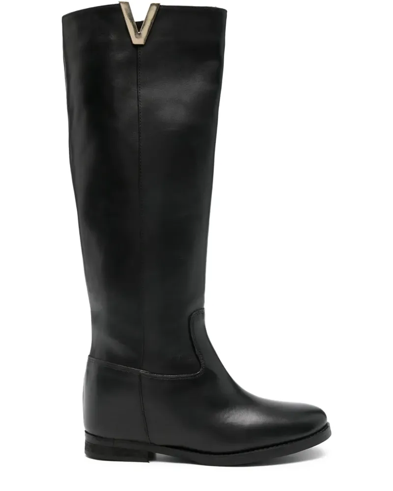 Julie Dee Stiefel mit V-Detail - Schwarz Schwarz
