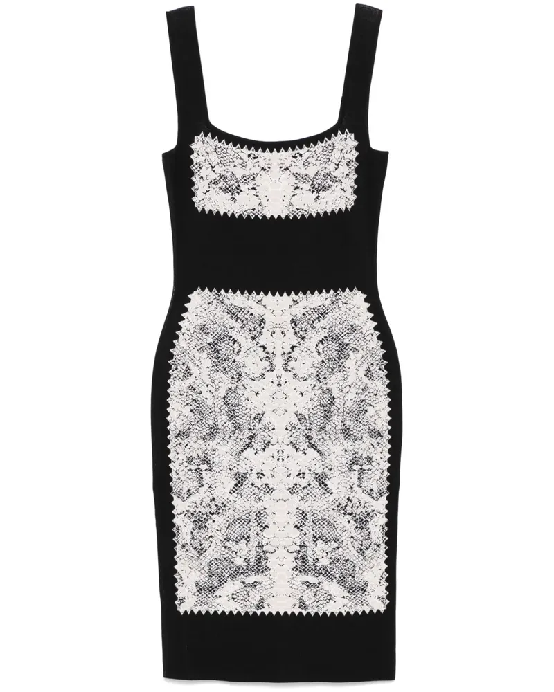 Alexander McQueen Strickkleid mit Schlangenleder-Print - Schwarz Schwarz