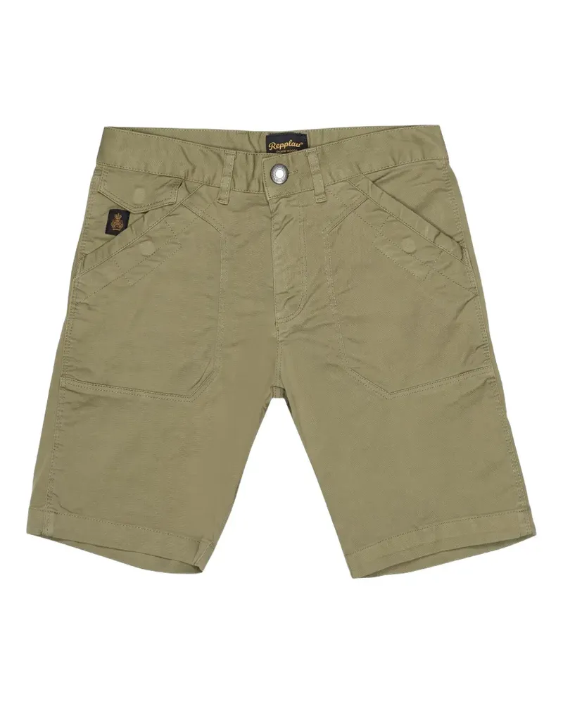 RefrigiWear twill logo-patch shorts - Grün Grün