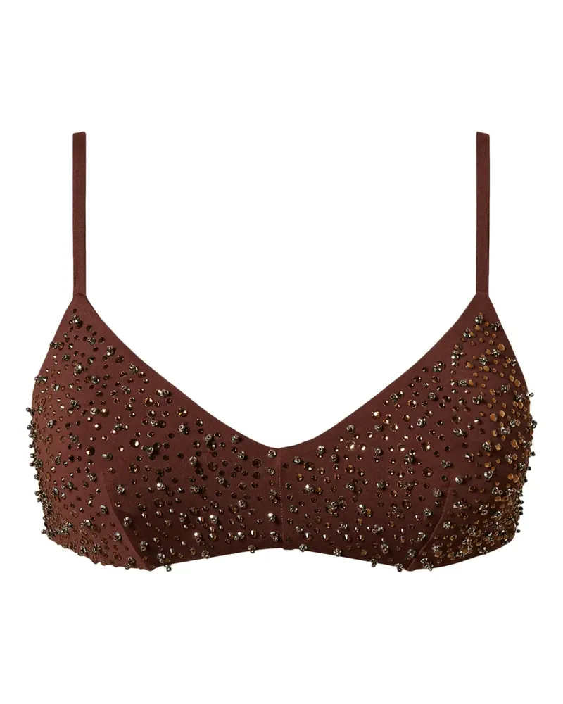 Twin-Set Besticktes Bikinioberteil - Braun Braun