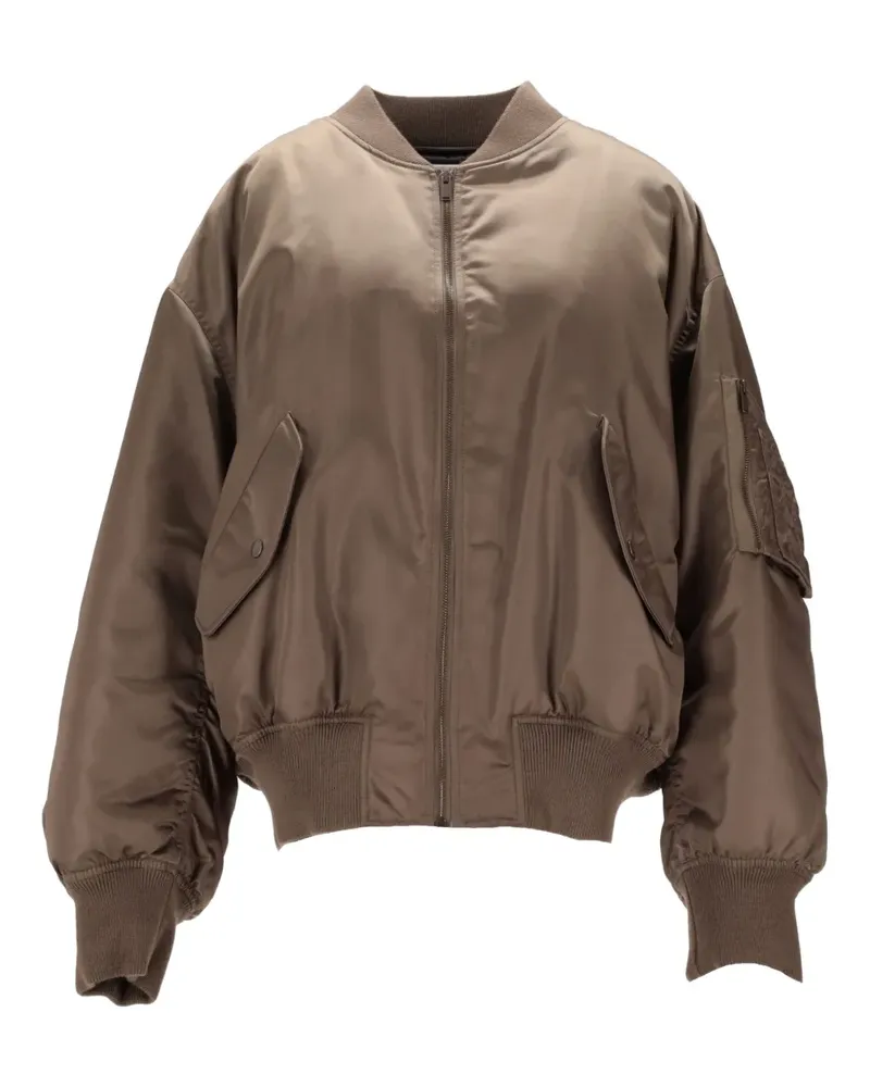 Saint Laurent ruched-detail bomber jacket - Braun Braun