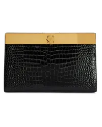 Giuseppe Zanotti Clutch mit Kroko-Effekt Schwarz