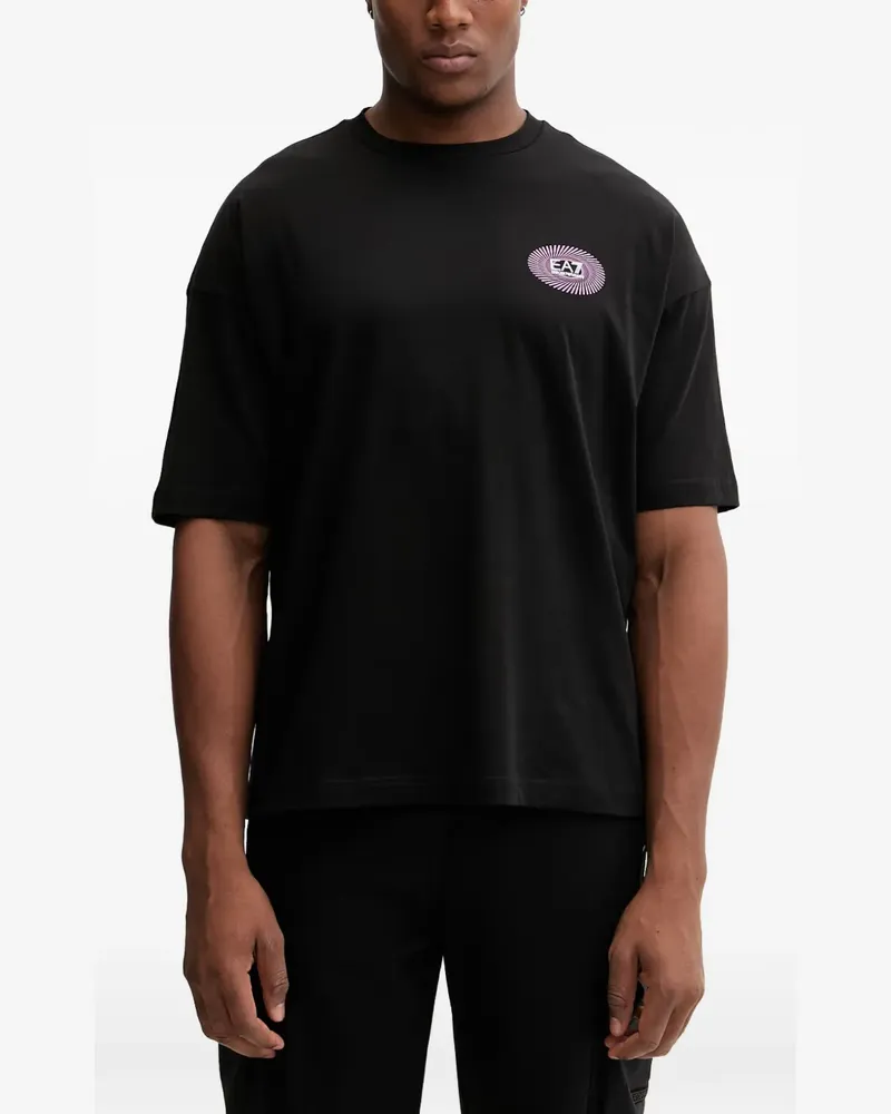 EA7 logo-print T-shirt - Schwarz Schwarz