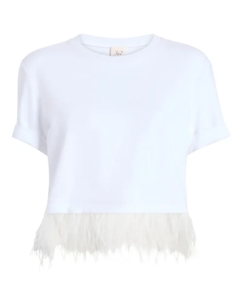 Cinq à Sept T-Shirt mit Federn - Weiß Weiß