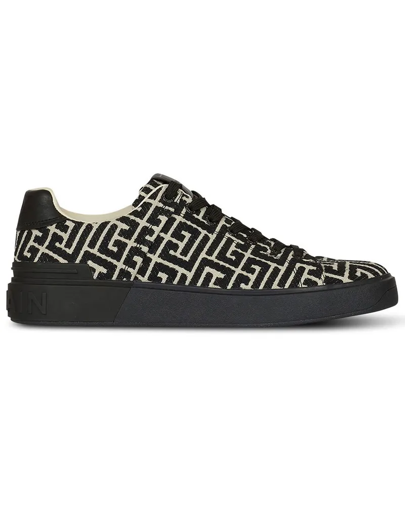 Balmain B-Court Sneakers mit Monogramm-Muster - Schwarz Schwarz