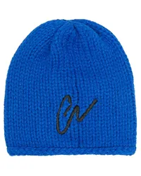 Greg Lauren Beanie mit Logo-Stickerei Blau