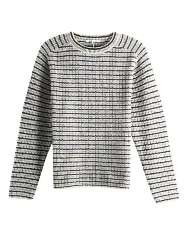 AURALEE Gerippter Strickpullover - Grau Grau