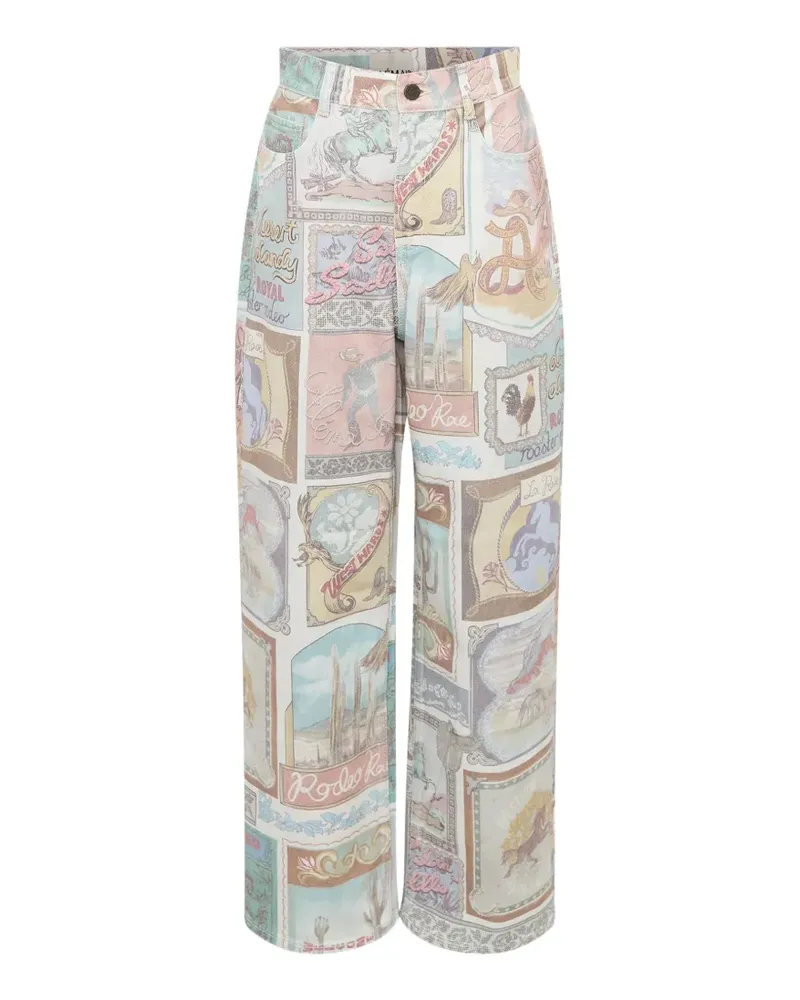 ALEMAIS Andie graphic-print jeans - Nude Nude