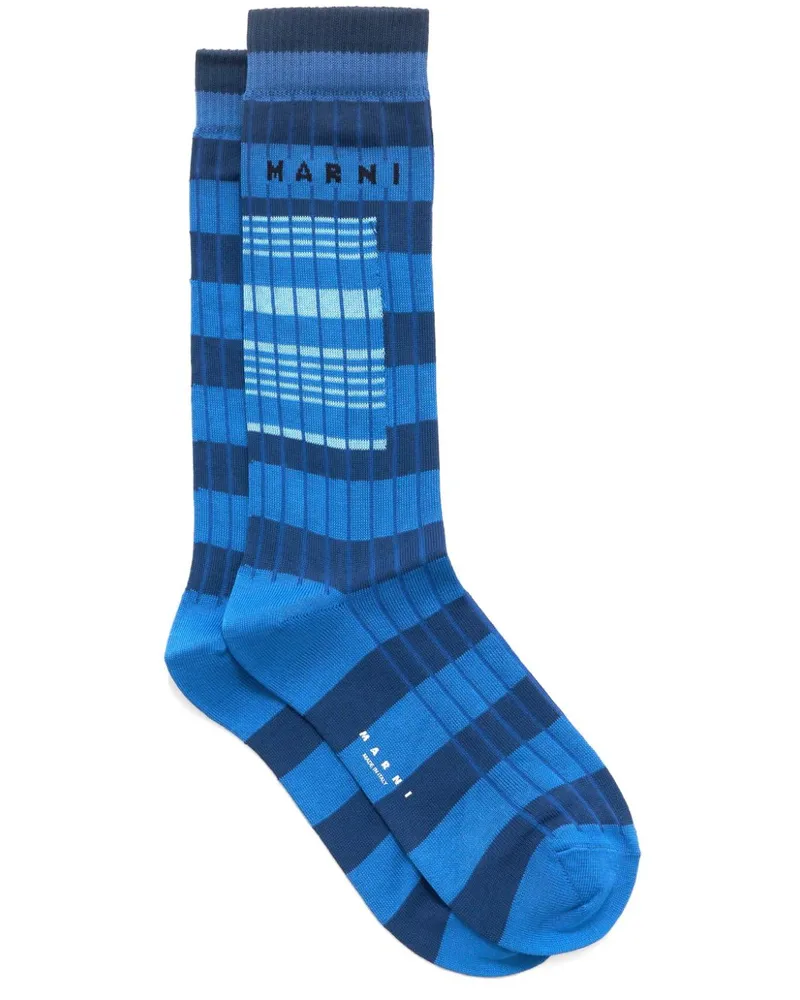 Marni Socken mit Intarsien-Logo - Blau Blau