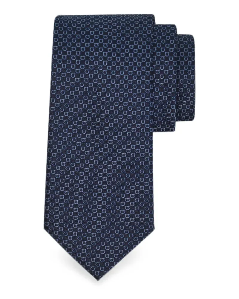 Ferragamo Krawatte aus Seidenjacquard mit Micro Gancini-Print - Blau Blau