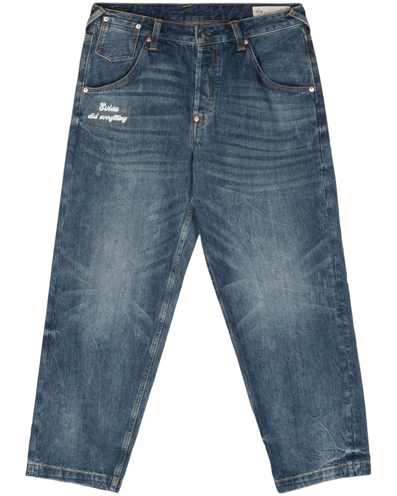 Evisu Tapered-Jeans mit Slogan Blau