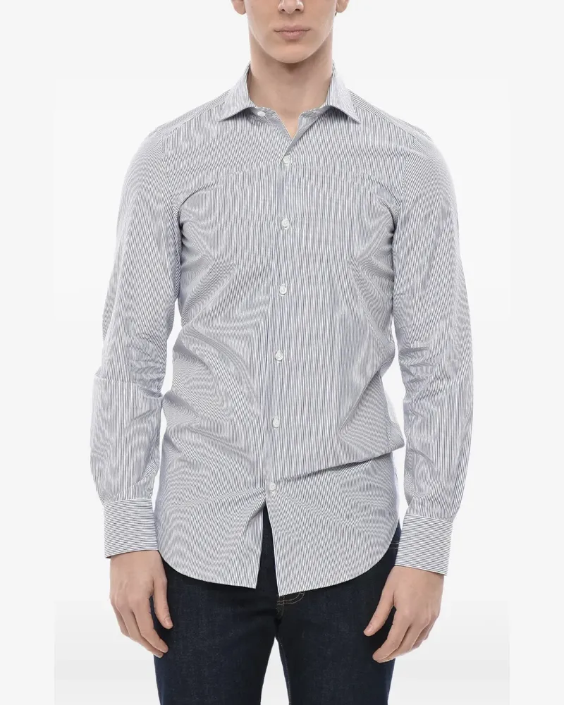 Finamore 1925 Milano Zante striped cotton shirt - Weiß Weiß