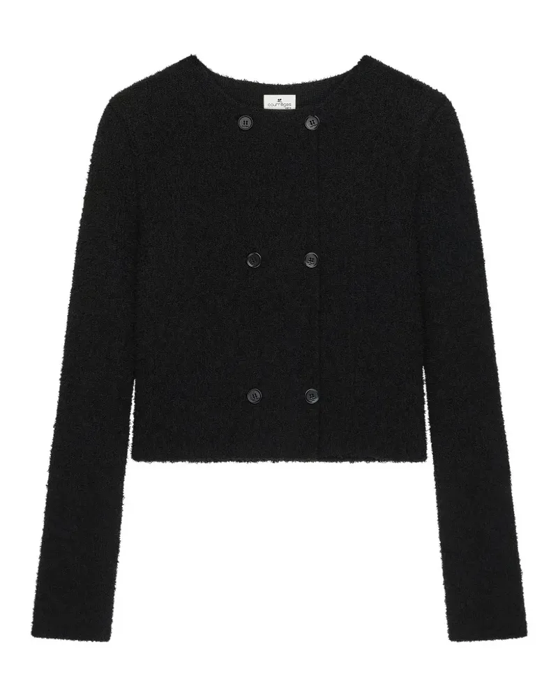 Courrèges Doppelreihige Jacke aus Bouclette-Strick - Schwarz Schwarz